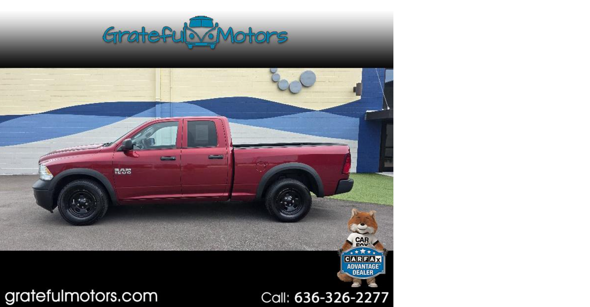 2014 RAM 1500 Tradesman Quad Cab Price: $14,490 Miles: 110,048 Standout red quad cab. Room for the crew and the cargo. Easy financing available for all.