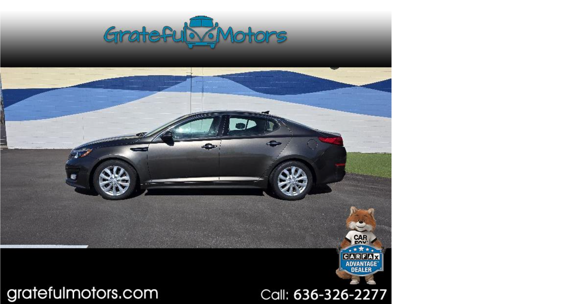 2015 Kia Optima EX Blowout Price: $9,490 Miles: 112,206 Leather seats and upgraded audio. Stunning brown-on-brown combo. Our best value sedan right now.