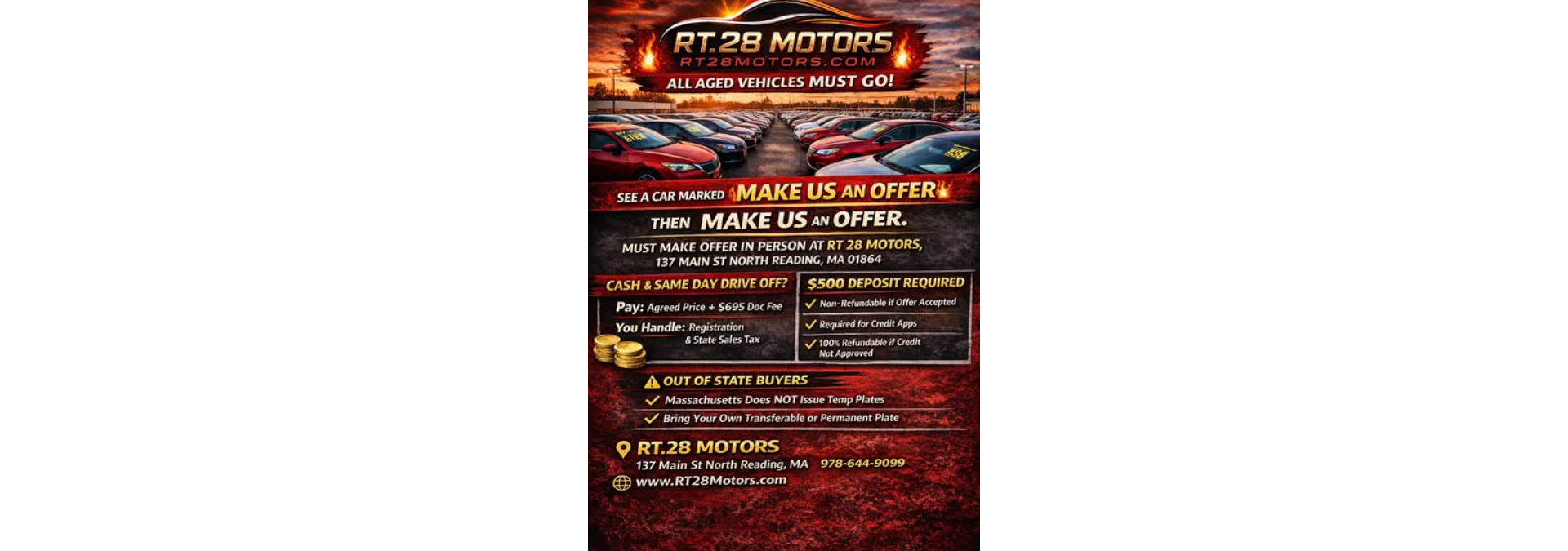 Must Come in and MAKE AN OFFER IN PERSON Any car that has the Make me an offer sticker qualifys!