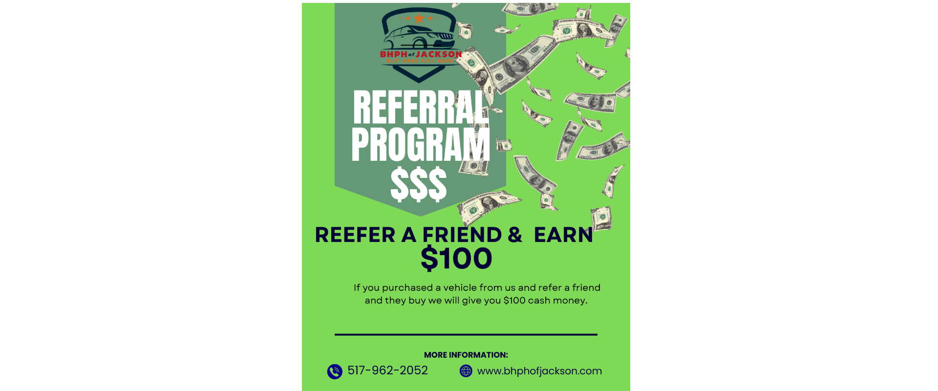 HOME OF THE $100  DOLLAR REFERRAL BONUS