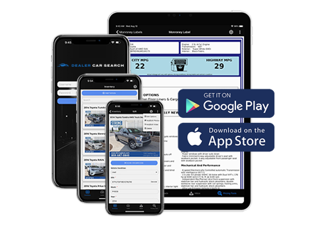Screens showing the DCS Mobile app